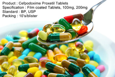 Cefpodoxime Proxetil แท็บเล็ตฟิล์มเคลือบแท็บเล็ต, 100 มก., 200 มก. ยารักษาโรคในช่องปาก