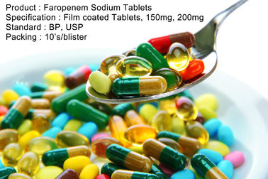 เม็ดยา Faropenem Sodium แท็บเล็ตฟิล์มเคลือบแท็บเล็ต 150 มก. 200 มก. ยารับประทานยาแก้อักเสบ